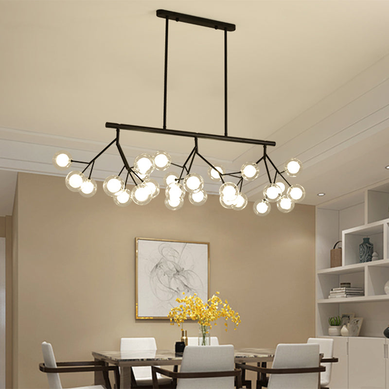 27 Bubbles Island Lighting Contemporary Metal Hanging Chandelier in Black Finish