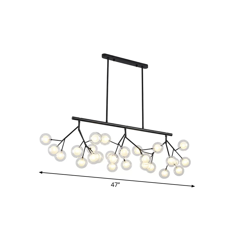 27 Bubbles Island Lighting Contemporary Metal Hanging Chandelier in Black Finish