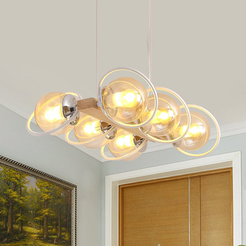Cognac Bubble Shade Island Lighting 6/8/12 Lights Modern Glass Hanging Light Fixture for Dining Room