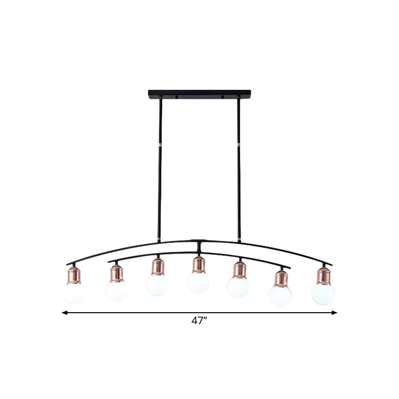 Estilo simple Bombilla desnuda Candelier lineal Metal 5/7 Luces Black/White Acabado Luz de la isla