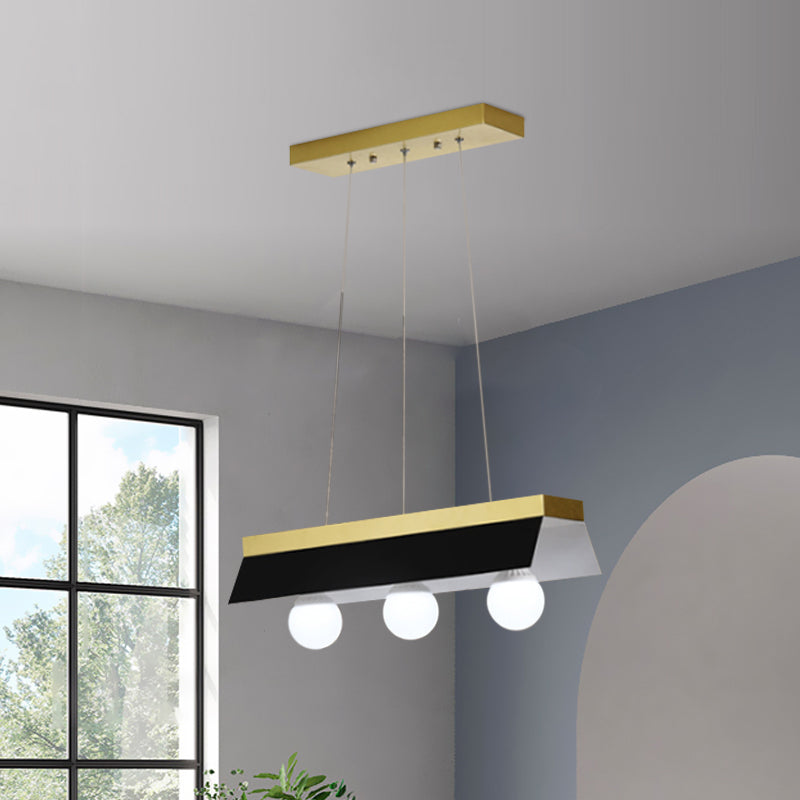 Luce da biliardo a tonalità nera/bianca 3/5 luci illuminazione per isola di legno moderna per il ristorante