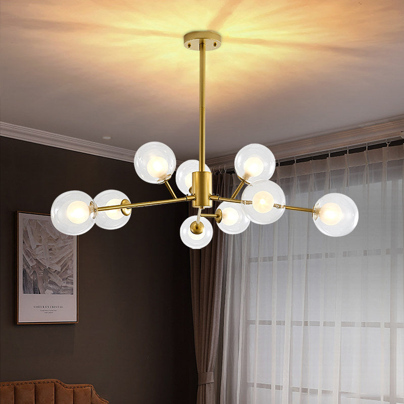 Black/Gold Branching Design Chandelier 9/12 Lights Post Modern Glass Shade Pendant Light