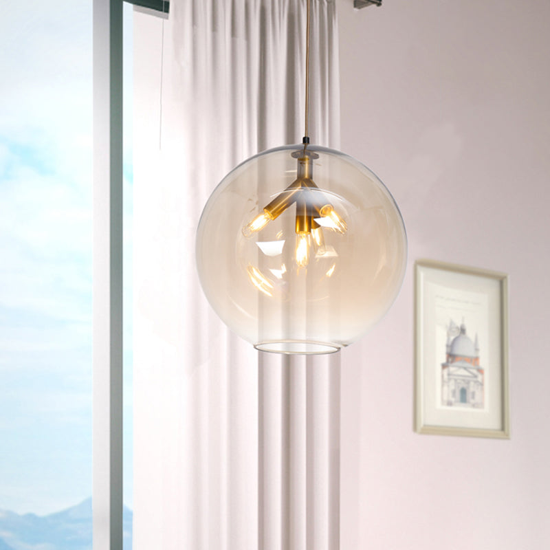 Zwart/gouden afwerking Globe hangende hangers triple head modern helder glas mini -kroonluchter
