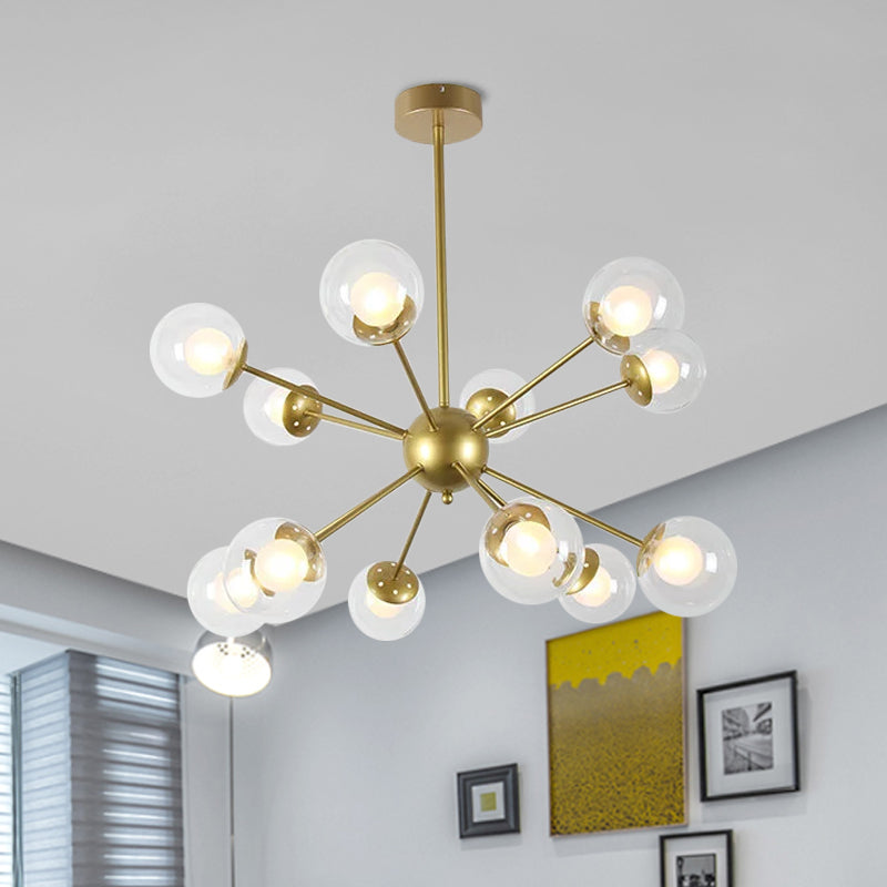 Schwarz/Gold Sputnik Hanging Leuchte 12/18-Köpfen moderne Glasschatten Deckenlampe
