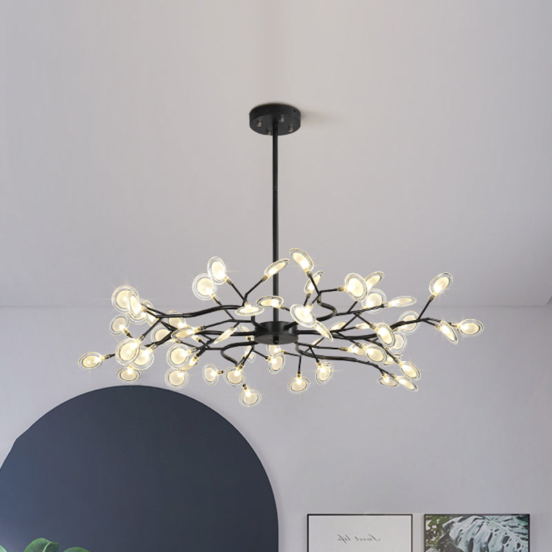 Zeitgenössischer Verzweigungsdesign Kronleuchter Metallic Multi-Light Black Suspension Lampe