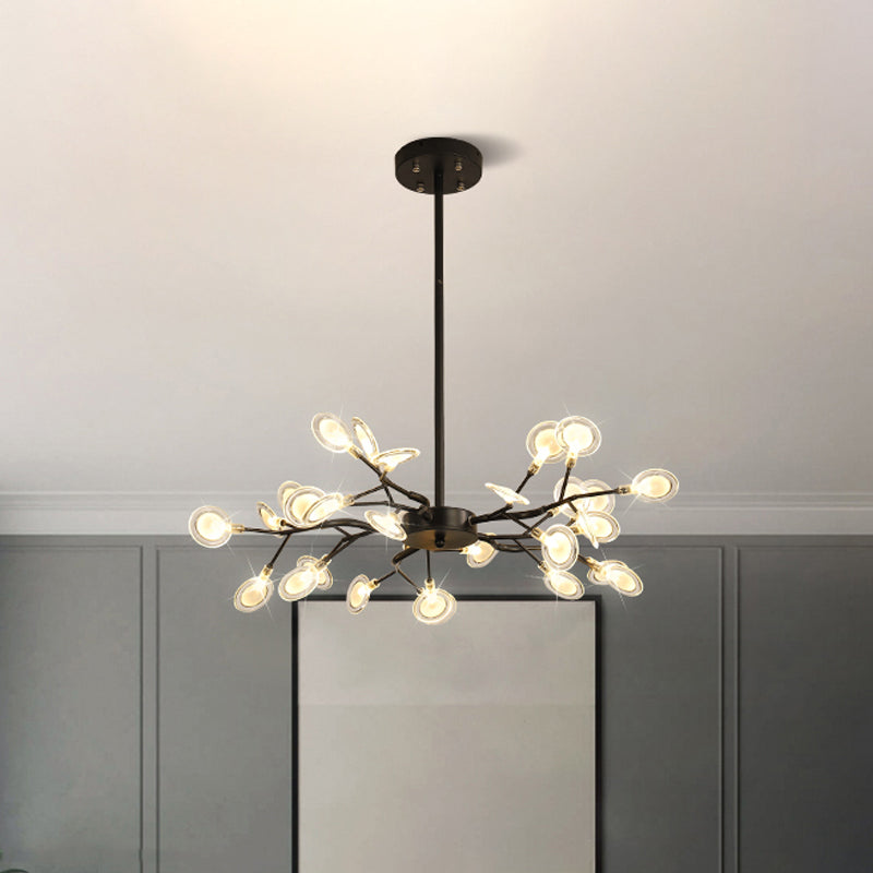 Zeitgenössischer Verzweigungsdesign Kronleuchter Metallic Multi-Light Black Suspension Lampe