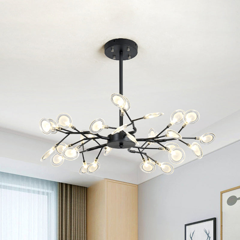 Zeitgenössischer Verzweigungsdesign Kronleuchter Metallic Multi-Light Black Suspension Lampe
