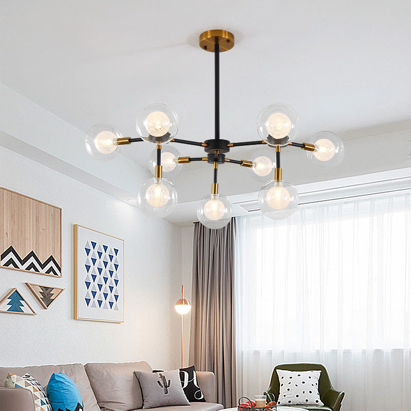 Metall -Line -Suspensionslicht mit klarem MODO Moderner Kronleuchter in Schwarz für Esszimmer