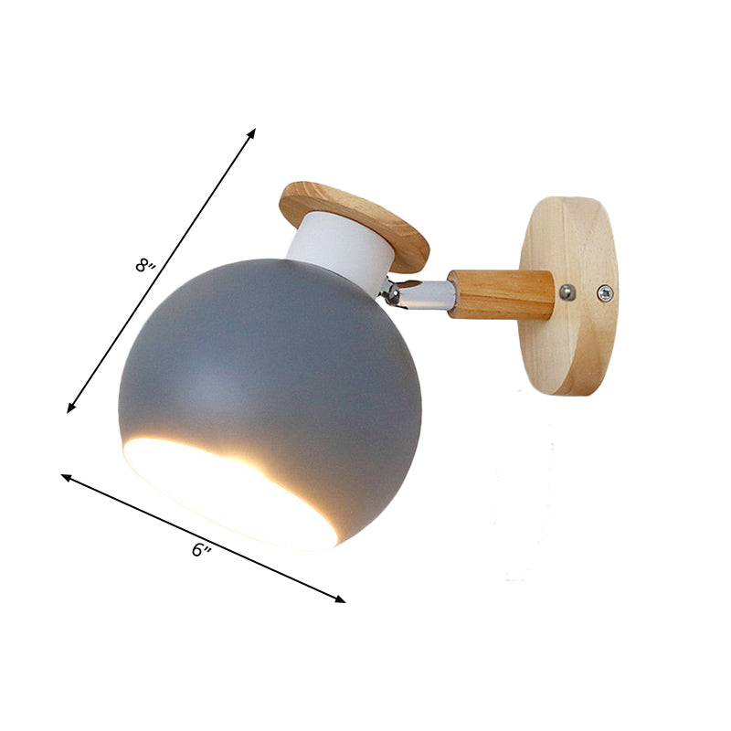 Lámpara de luz de luz de luz esférica de metal rotativo 1 lámpara de pared de macarrón ligero