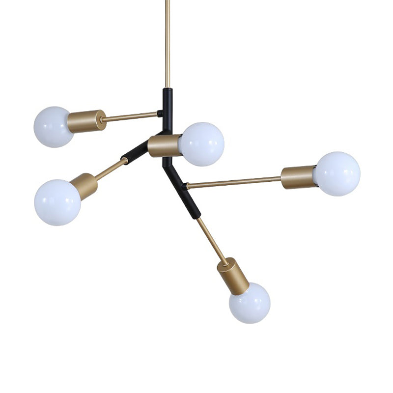 Modern gestapelde hangende hanglamp metaal en glas 5 lichten gouden kroonluchter voor slaapkamer