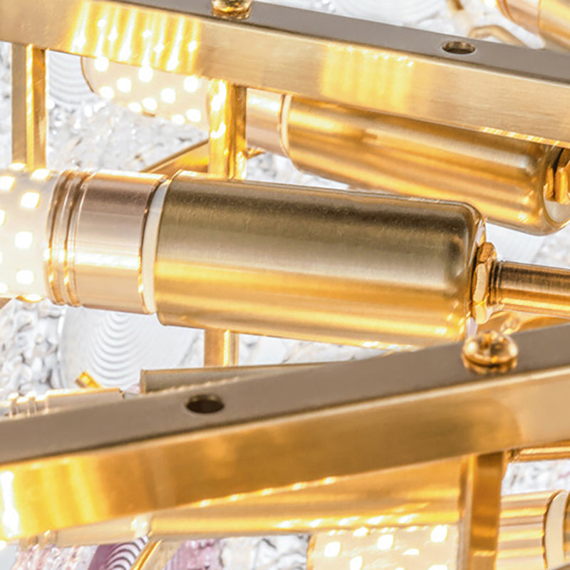 Europese stijl Multi-gekleurde kroonluchter Cirkelpaneel 11 Lichten kristallen plafond hanger voor slaapkamer