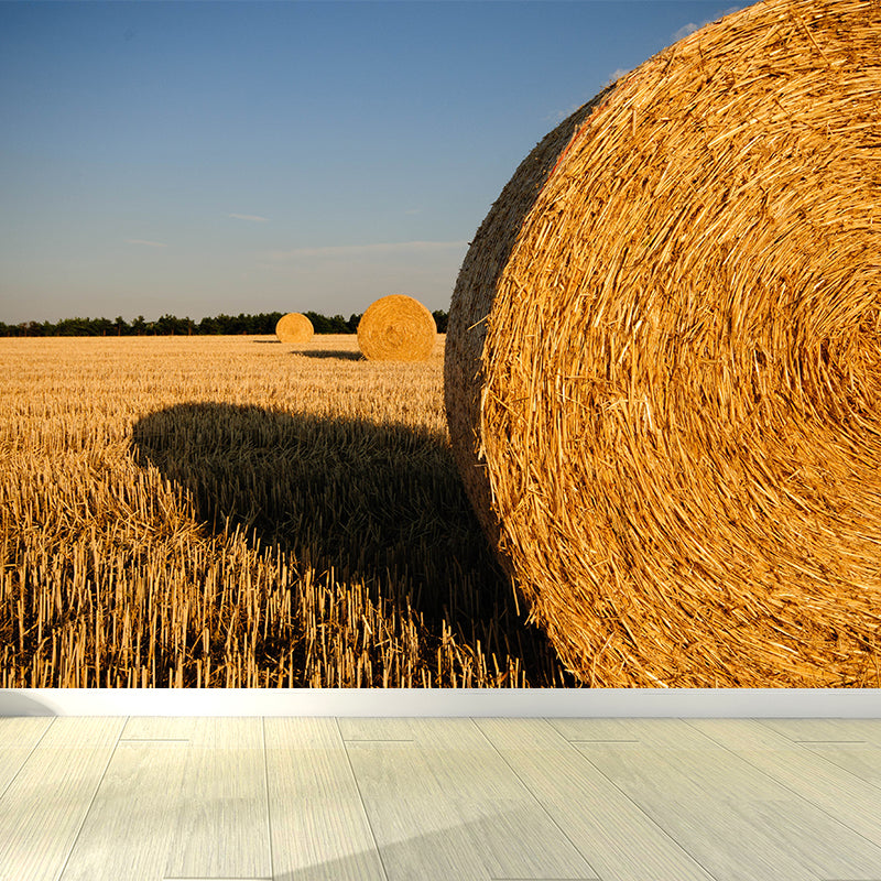 Farmland Haystack Mural Wallpaper Contemporary Non-Woven Fabric Wall Decor for Home