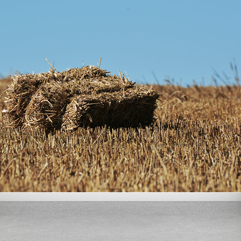 Farmland Haystack Mural Wallpaper Contemporary Non-Woven Fabric Wall Decor for Home