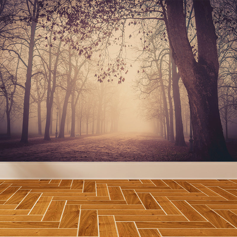 Photographic Misty Forest Wall Mural Big Wall Decor for House Interior, Custom Size