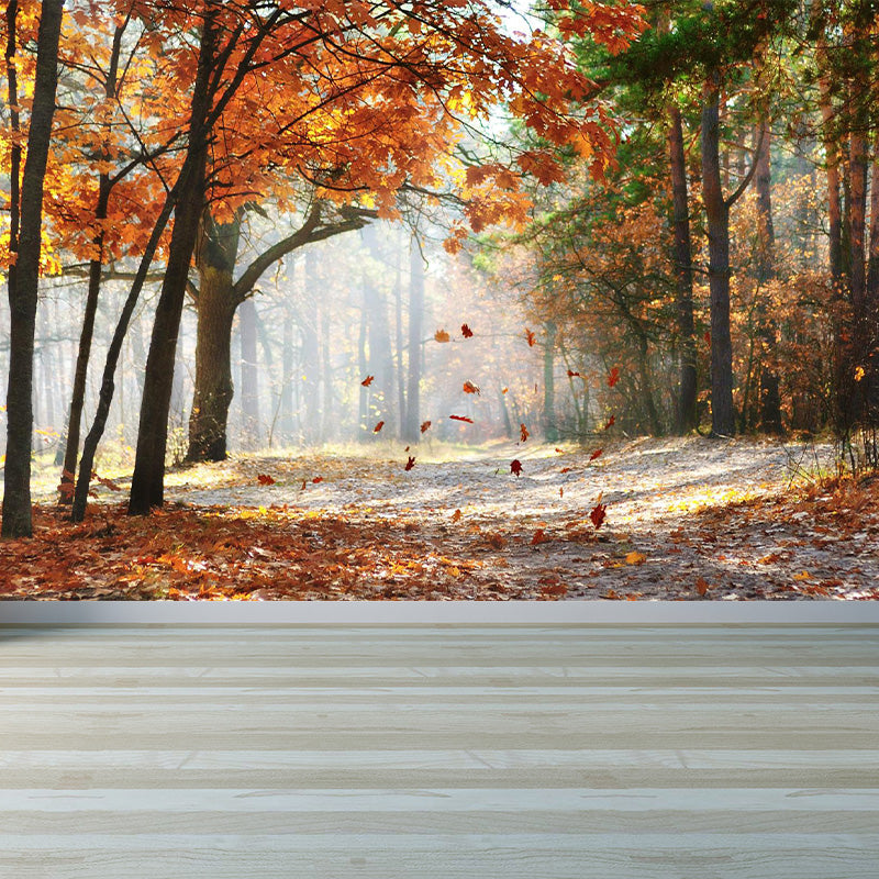 Whole Autumn Forest Mural Modern Mysterious Scenery Wall Art in Dark Color for Home