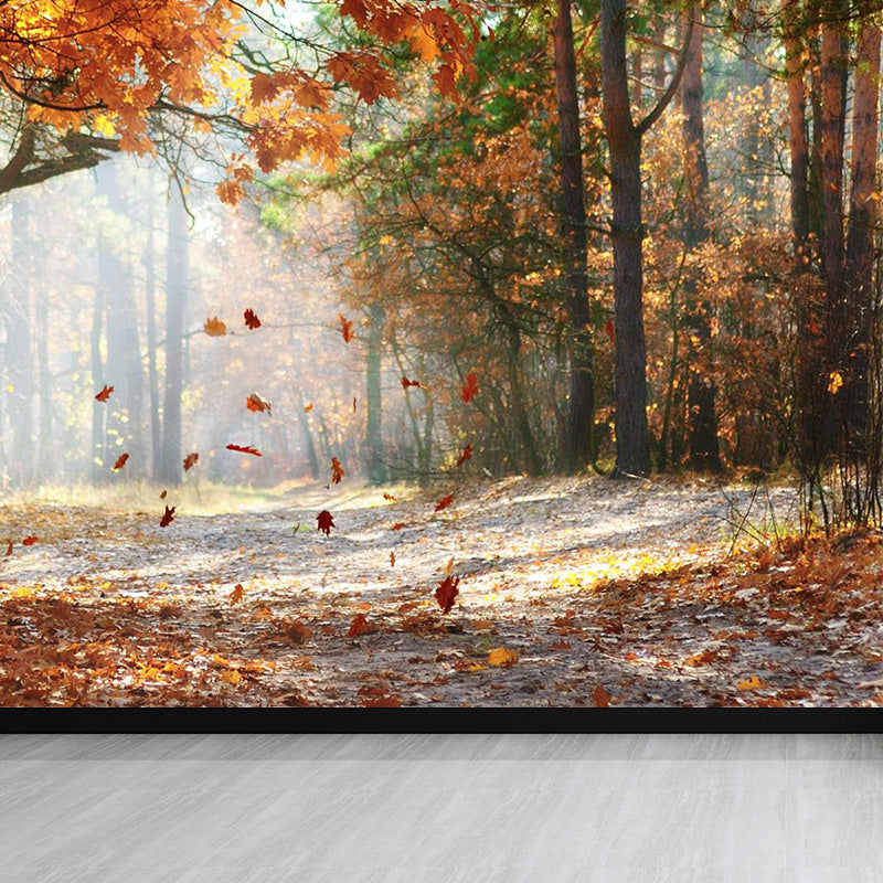 Whole Autumn Forest Mural Modern Mysterious Scenery Wall Art in Dark Color for Home