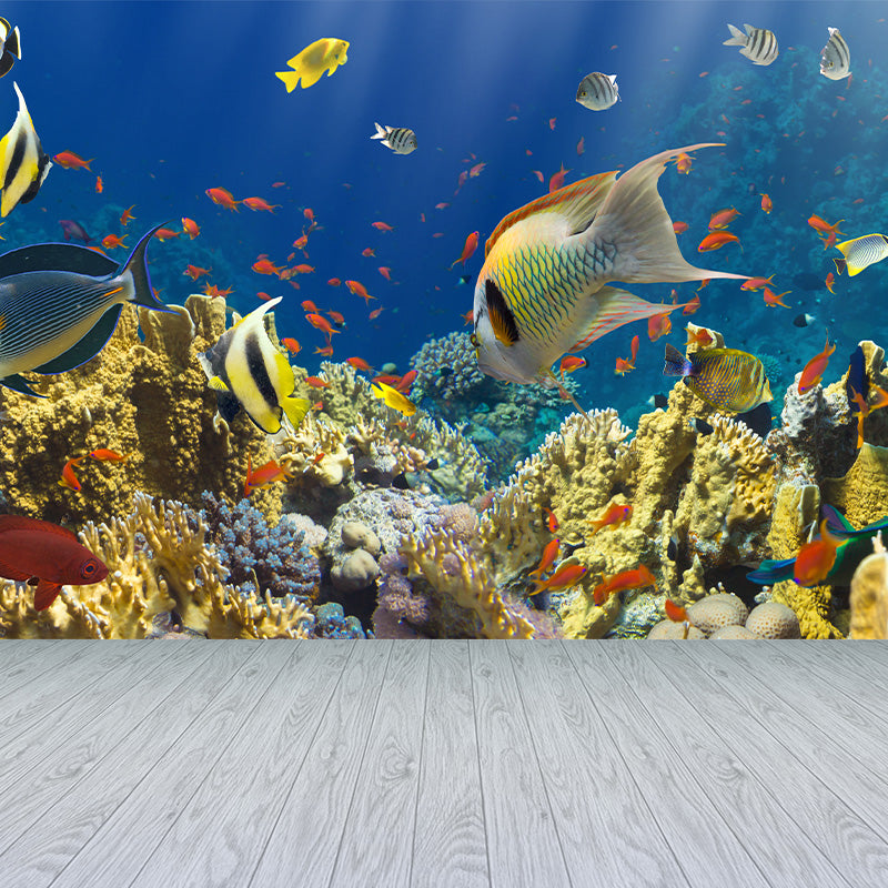 Tropical Underwater World Wallpaper Mural Colorful Moisture Resistant Wall Covering for Kids Room