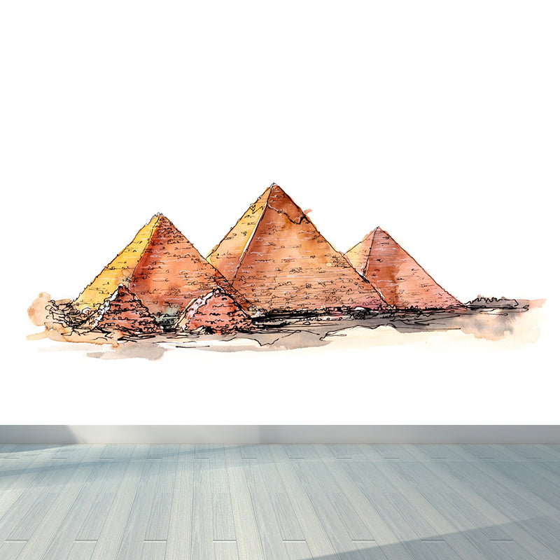 Architecture Landmark Drawing Mural Global Inspired Smooth Wall Art in Soft Color