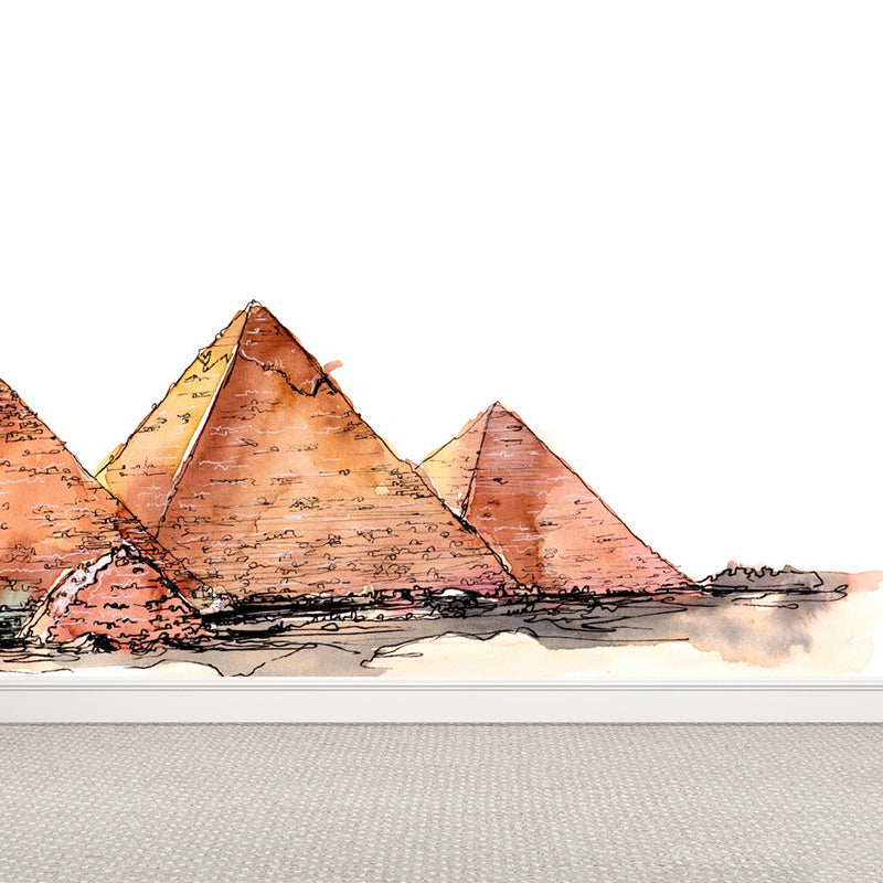 Architecture Landmark Drawing Mural Global Inspired Smooth Wall Art in Soft Color