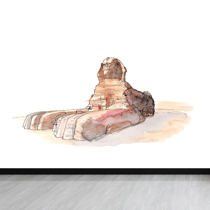 Global Inspired Historic Relics Mural Pastel Color Architecture Wall Covering for Home