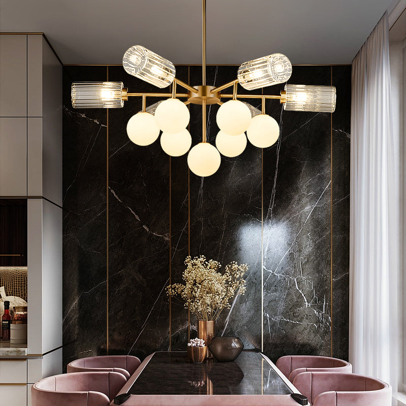 Soggiorno Lighting Hanging G4 e G9 Glass 13 Luci Luce lampadario elegante in ottone