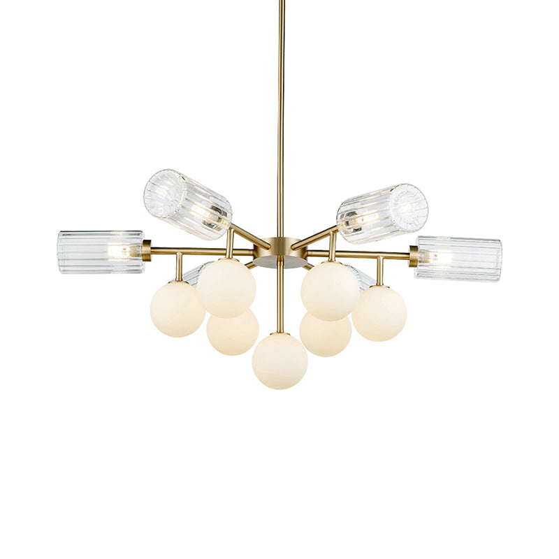 Wohnzimmer Hanging Lighting G4 & G9 Glass 13 Lichter elegantes Kronleuchter Licht im Messing
