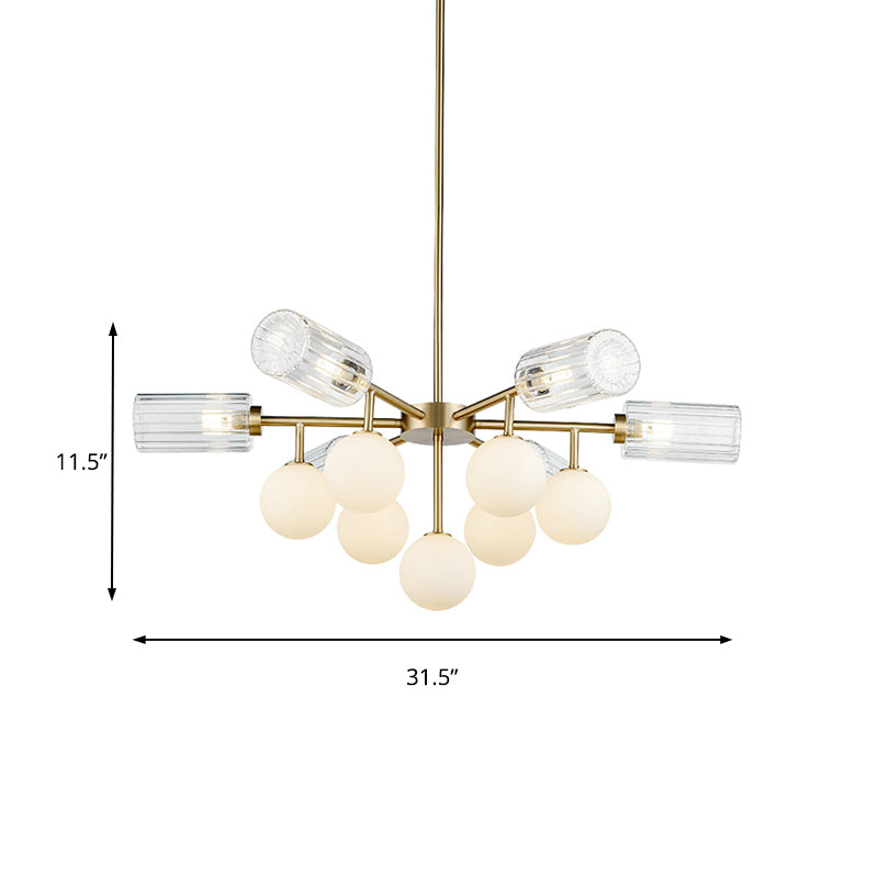Wohnzimmer Hanging Lighting G4 & G9 Glass 13 Lichter elegantes Kronleuchter Licht im Messing