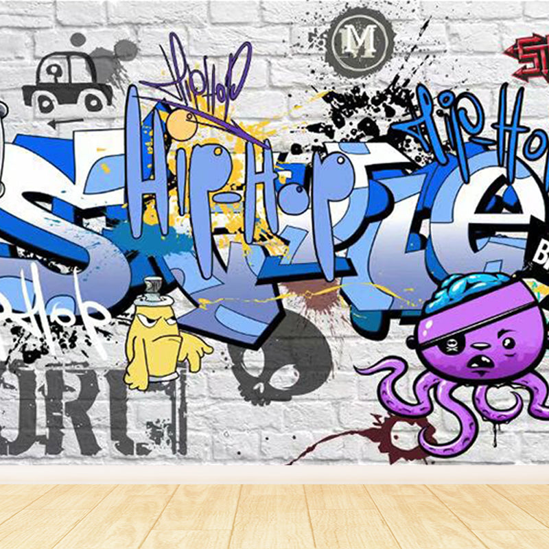 Large Illustration Abstract Mural Decal Modern Creative Graffiti Wall Art in Multi Color