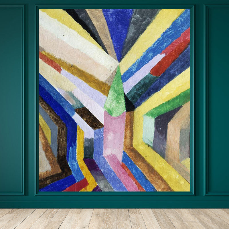 Modern Color Block Abstract Mural Pastel Moisture Resistant Wall Decor for Living Room