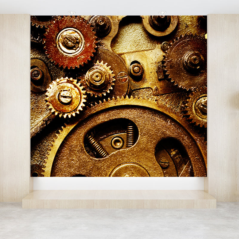 Photographic Cogwheel Mural Wallpaper for House Interior, Soft Color, Custom Size