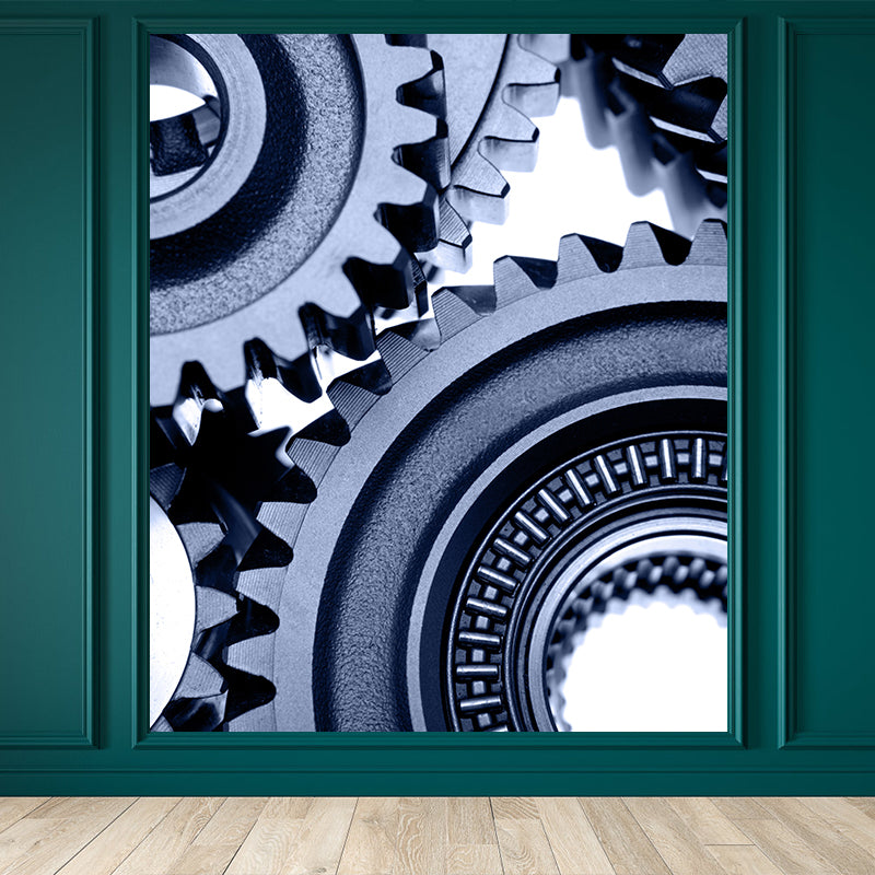 Photographic Cogwheel Mural Wallpaper for House Interior, Soft Color, Custom Size