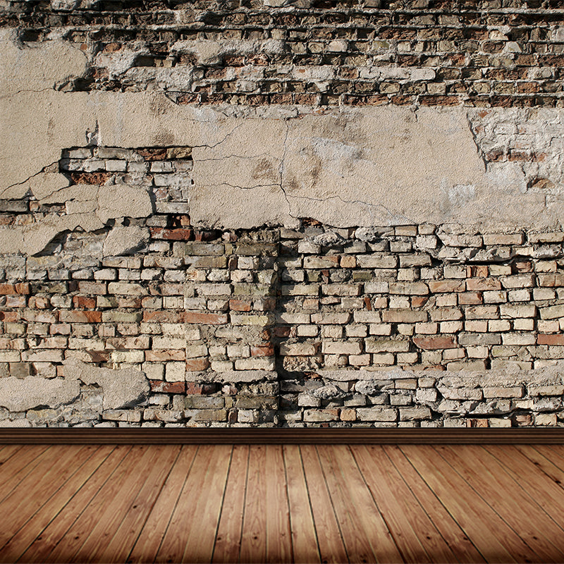 Whole Brickwork Wall Mural Light Color Non-Woven Wall Art for Home Decor, Custom Made