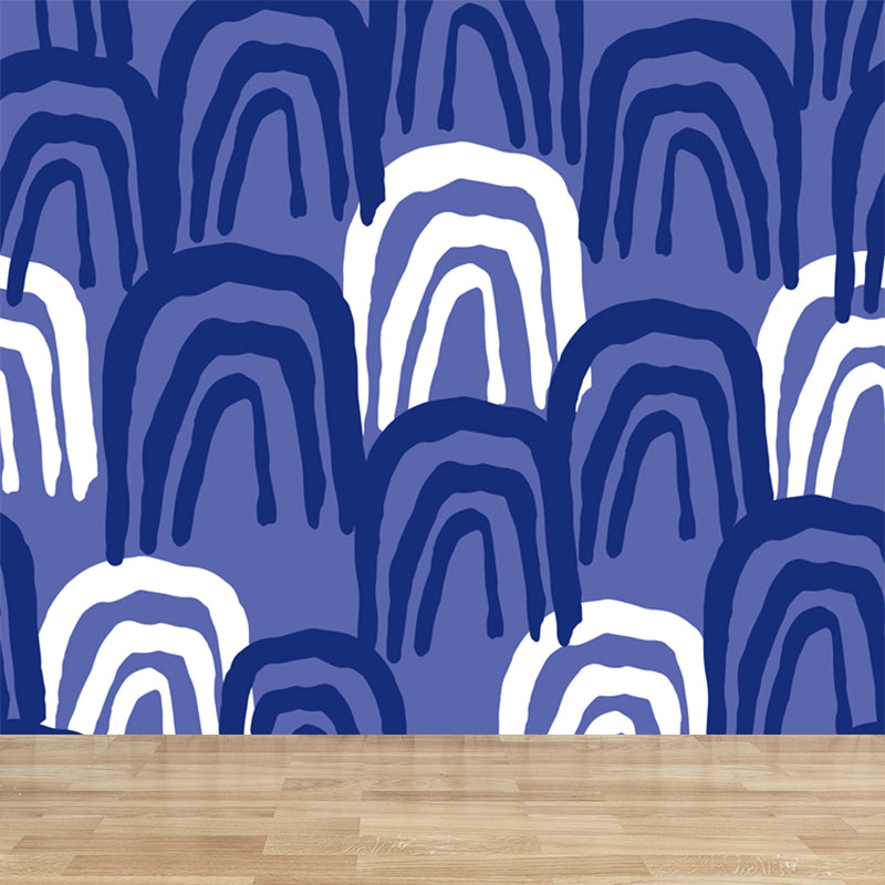 Custom Illustration Modern Mural Wallpaper with Abstract Pattern in Dark Color for Room