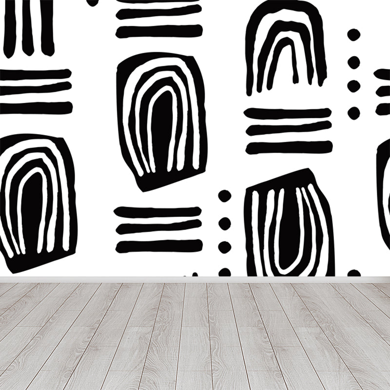Custom Illustration Modern Mural Wallpaper with Abstract Pattern in Dark Color for Room