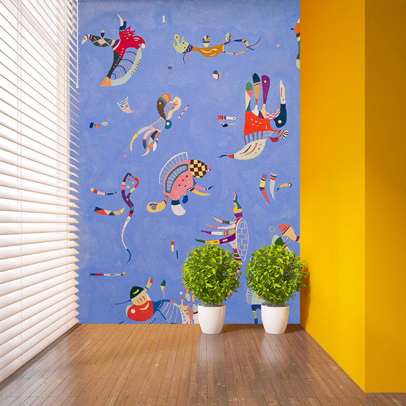 Modern Art Geometric Mural Decal Multicolored Dorm Room Wall Covering, Stain-Proof