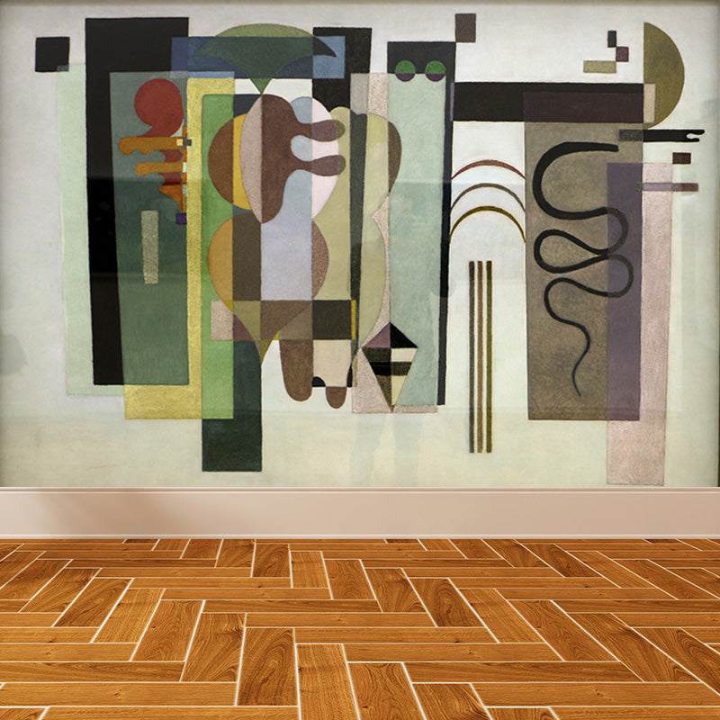 Contemporary Kandinsky Painting Mural Pastel Color Abstract Wall Art for Family Room