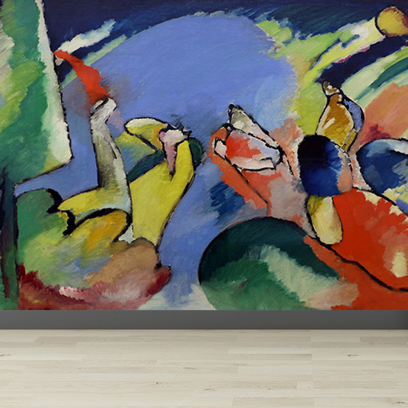 Multicolored Artistic Wall Mural Whole Kandinsky Figure Drawing Wall Covering for Home