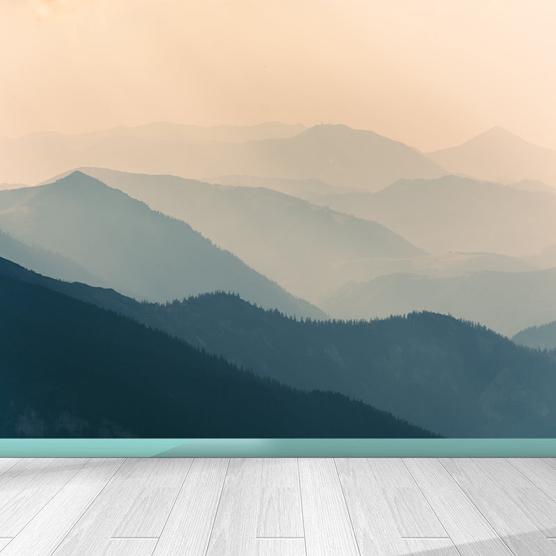 Light Color Misty Landscape Mural Moisture Resistant Modern Style Bedroom Wall Art