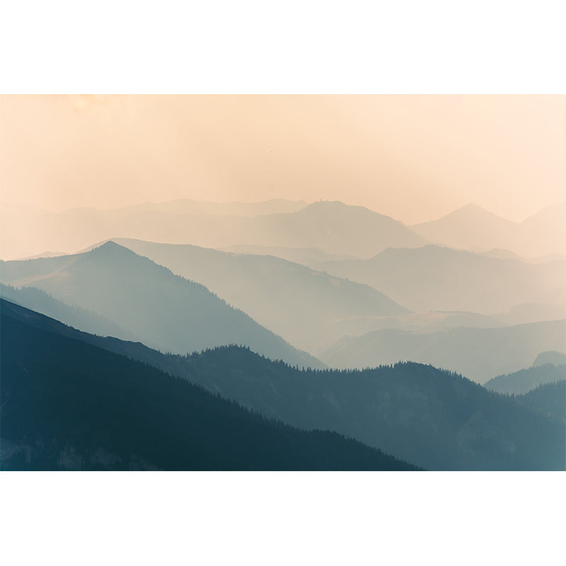 Light Color Misty Landscape Mural Moisture Resistant Modern Style Bedroom Wall Art