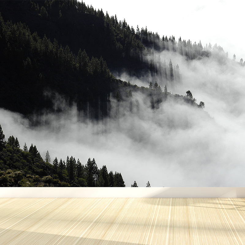 Impression photographique murale forêt de nuages pour le salon, couleur foncée, taille personnalisée