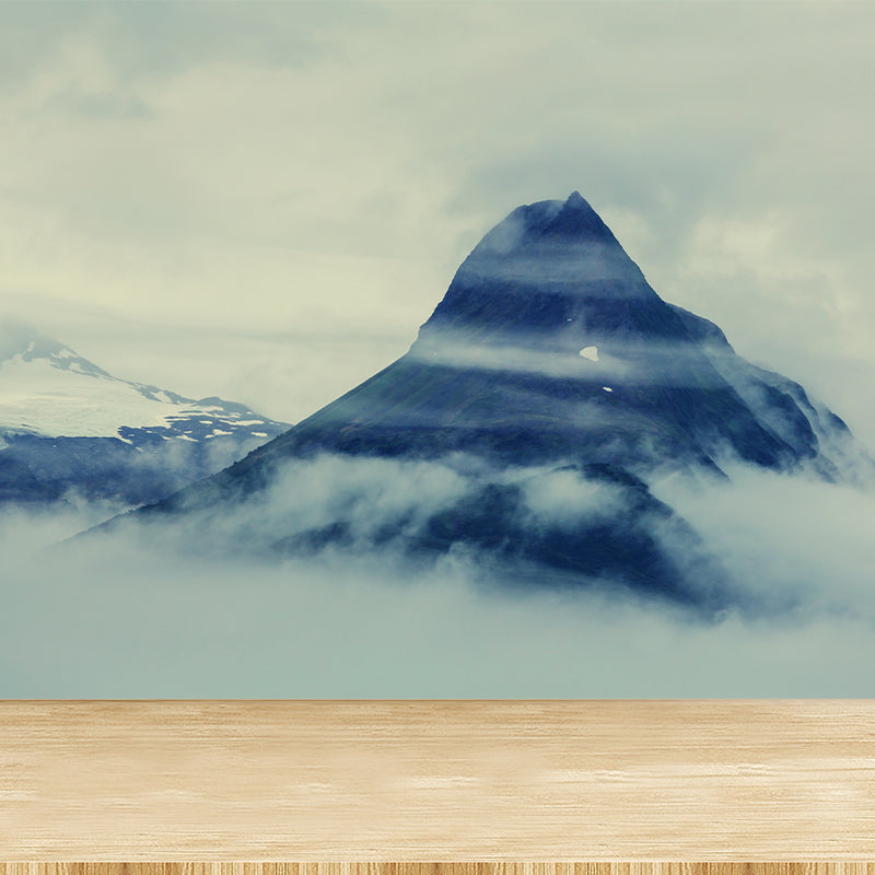 Misty Forest Scenery Wall Mural Modern Non-Woven Wall Decor in Soft Color for Home