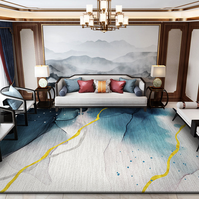 Decorative Swirl Striped Pattern Rug Modernism Rug Polyester Washable Non-Slip Pet Friendly Carpet for Living Room