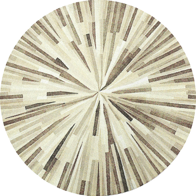 Decorative Brown Novelty Rug Polyester Radial Pattern Area Carpet Washable Non-Slip Backing Pet Friendly Rug for Living Room