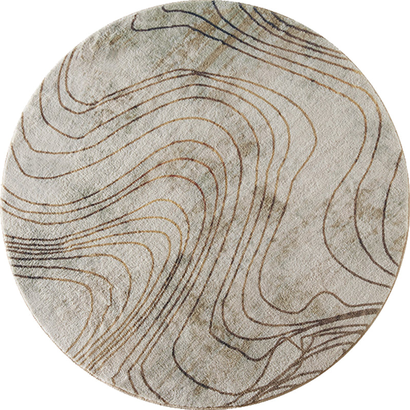 Unique Swirl Striped Pattern Rug Green and Beige Modern Rug Polyester Washable Non-Slip Pet Friendly Carpet for Parlour