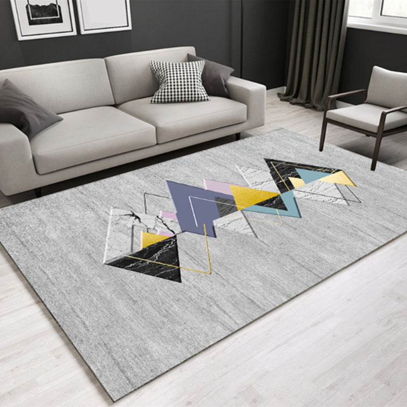 Lovely Multi Color Triangle Rug Synthetics Modern Area Carpet Machine Washable Rug for Living Room