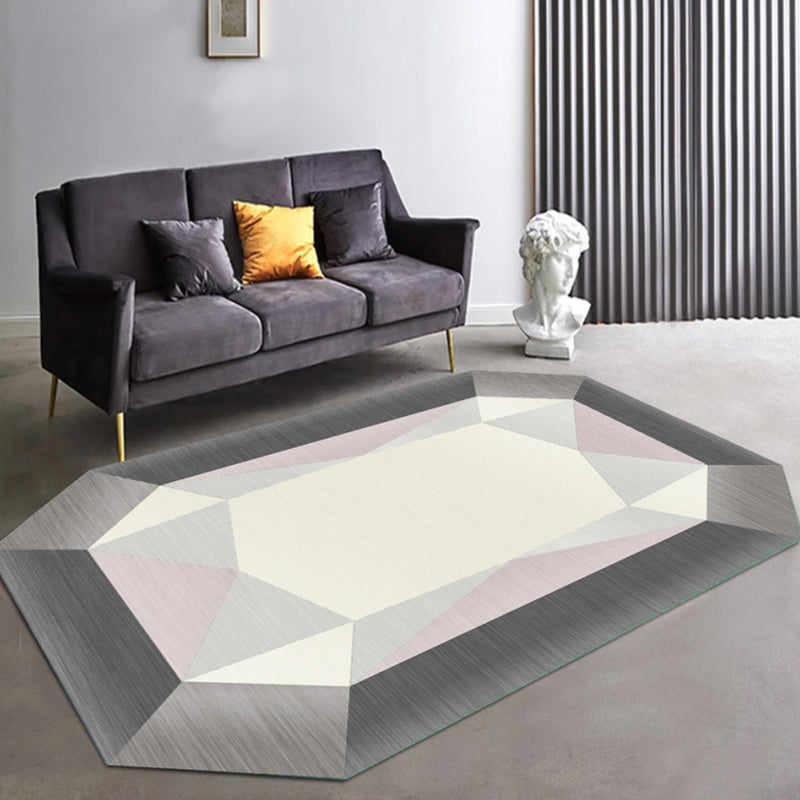 Irregular Shaped Geometric Rug Multicolored Contemporary Indoor Rug Synthetics Stain Resistant Carpet for Room