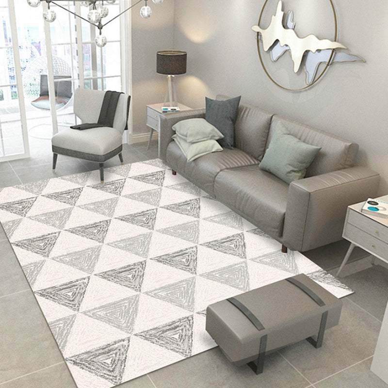 Contemporary House Interior Rug Pastel Triangles Patterned Carpet Polyester Machine Washable Rug