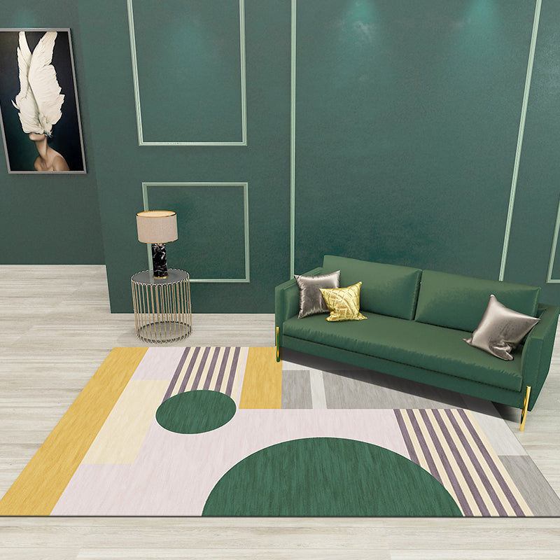 Morandi Color Minimalist Area Rug Polyester Geometric Rug Machine Washable Carpet for Bedroom