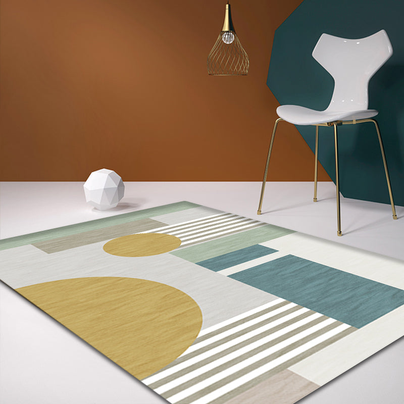 Morandi Color Minimalist Area Rug Polyester Geometric Rug Machine Washable Carpet for Bedroom