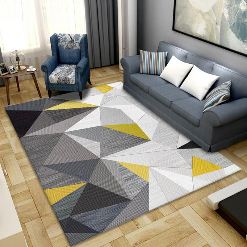 Bright Color Block Patchwork Rug Polyester Contemporary Carpet Stain-Proofing Area Rug for Home Decor